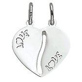 Vriendschapshartje® Love breekhartje zilver - hart hanger - gepersonaliseerd breekhart - inclusief graveren