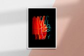 Poster Neon Peace  - 70x100cm - Premium Museumkwaliteit - Uit Eigen Studio HYPED.®