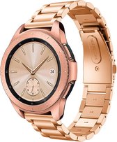 Shop4 - Bandje voor Samsung Galaxy Watch3 41mm - Roestvrijstaal Schakels roségoud