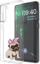 Samsung Galaxy S21 Transparant siliconen hoesje Hondje *LET OP JUISTE MODEL*