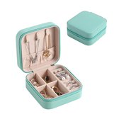 Kleine Sieradendoos - Juwelendoos - Sieradenhouder - Opbergbox - PU Leer - Ritssluiting - Compact - Dames/Meisjes - Licht Blauw