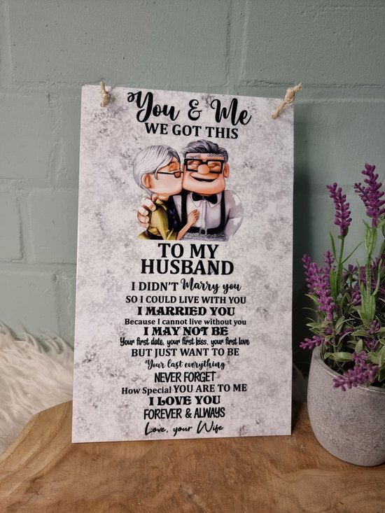 wandbord To my Husband - Liefde - Vaderdag - Getrouwd