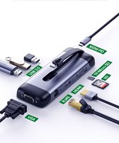 UGREEN 9 In 1 Hub Adapter USB-C Hub Voor HDMI 4K, FHD, VGA, 3x USB 3.0, PD, SD / TF, USB-C (Zilver) 023270
