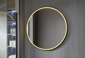 Badkamerspiegel rond 60 cm met zwart frame, led verlichting en anti condens - Bella Mirror