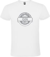 Wit  T shirt met  " Member of the Gin club "print Zilver size XXXXL