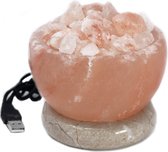 Himalaya Zoutlamp - Schaal met Brokken - USB Aansluiting - 8.5x7.5x8.5cm