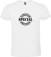 Wit t-shirt met " Special Limited Edition " print Zwart size S