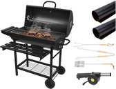 BBQ XL Houtskoolbarbecue met Deksel- 70cm x 35cm - Zwart