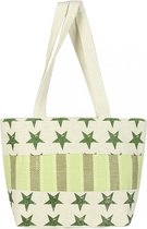 Strandtas met Sterren - Canvas - 45x31 cm - Groen