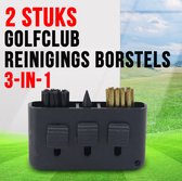 Allernieuwste 2 STUKS 3-in-1 Golfclub Reinigingsborstels ZWART - Handige Golfclub Borstel - Golfclub Reiniger - Golf Borstel - Zwart