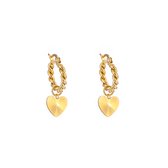 Go Dutch Label Oorhangers gedraaid hart motief Gold E2254-2