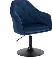 furnibella - BH239bl-1 barstoel, loungestoel, traploze hoogteverstelling, metaal, fluweel, goed gevoerde zitting met armleuning en rugleuning, blauw