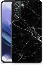 Transparant Hoesje Geschikt voor Samsung Galaxy S22 Pro Smartphone Hoesje met Zwarte rand Marmer Zwart