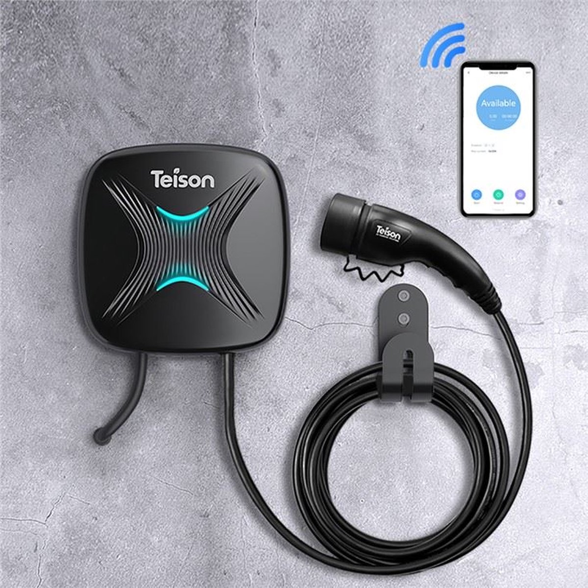 Teison Smartcharger Compact | Laadpaal Wallbox EV Charger 22 kW | fase 3 - 32A | type 2 Stekker | APP IOS Android