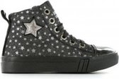 Shoesme sneaker hoog met veter/rits Black Silver Stars 26