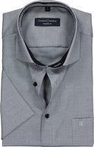 CASA MODA modern fit overhemd - korte mouwen - grijs structuur (contrast) - Strijkvriendelijk - Boordmaat: 43