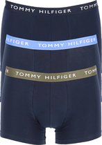 Tommy Hilfiger trunks (3-pack) - heren boxers normale lengte - blauw met gekleurde tailleband -  Maat: L