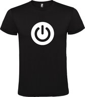 Zwart t-shirt met " Power Button " print Wit size XS