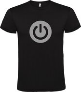 Zwart t-shirt met " Power Button " print Zilver size XXXL