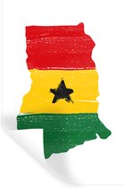 Muurstickers - Sticker Folie - Ghana - Vlag - Kaart - 20x30 cm - Plakfolie - Muurstickers Kinderkamer - Zelfklevend Behang - Zelfklevend behangpapier - Stickerfolie