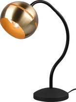 LED Tafellamp - Trion Flatina - E14 Fitting - Dimbaar - Flexibele Arm - Rond - Mat Zwart/Goud - Aluminium - BSE