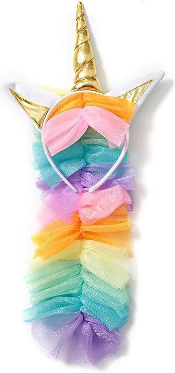 Joya Kids® Regenboog Eenhoorn Verkleed Jurk Set | Unicorn Jurk kostuum | Prinsessen jurk verkleedjurk + Haarband | (M) | Cadeau meisje — afbeelding 9