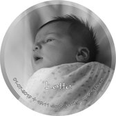 Geboortespiegel - Kraamcadeau - Gepersonaliseerd cadeau baby - Geboortetegel - Baby cadeau - Geboorte meisje - Geboorte jongen - Foto in spiegel - Tekst in spiegel - 30 cm rond