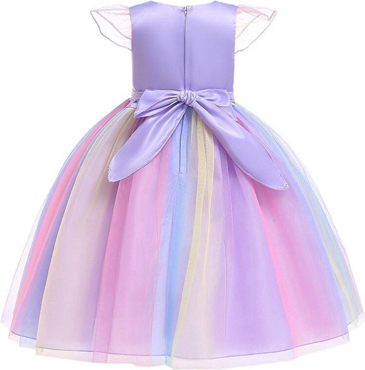 Joya Kids® Paarse Eenhoorn Verkleed Jurk Set | Unicorn Jurk kostuum | Prinsessen jurk verkleedjurk + Haarband | (120) | Cadeau meisje — afbeelding 8