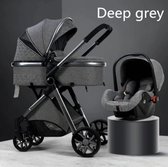 Bolina® 3-1 Luxe Kinderwagen | Opklapbare wandelwagen | Multifunctionele buggy | Opklapbare wandelwagen | Inclusief reiswieg en stoel | Hoge kwaliteit | Donkergrijs