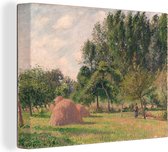 Canvas Schilderij Haystacks, Morning, Éragny - Camille Pissarro - 80x60 cm - Wanddecoratie
