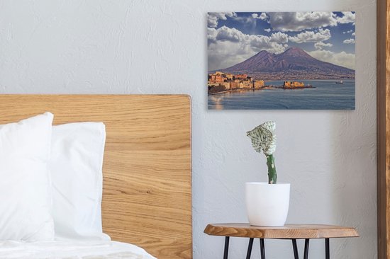 Tableau sur toile Le Vésuve en Italie vu de l'eau - 30x20 cm - Décoration murale