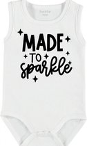 Baby Rompertje met tekst 'Made to sparkle' | mouwloos l | wit zwart | maat 62/68 | cadeau | Kraamcadeau | Kraamkado