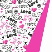 Inpakpapier Dubbelzijdig Kadopapier Love Roze- Breedte 30 cm - 175m lang