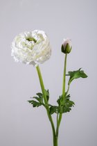Kunstbloem - Ranunculus - boterbloem - topkwaliteit decoratie - 2 stuks - zijden bloem - Wit - 10 cm hoog