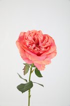 Kunstbloem - Engelse roos - topkwaliteit decoratie - 2 stuks - zijden bloem - Peach Zalm - 60 cm hoog