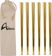 Alheco 6 paar moderne chopsticks - Eetstokjes - Metaal / RVS - Goud