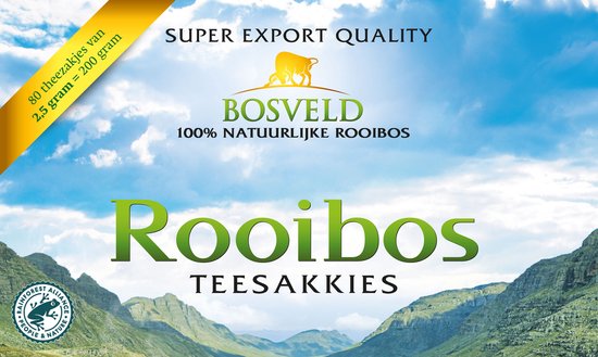 Bosveld Thee - Rooibos - Teesakkies - 1 X 200gr (80 ZAKJES)