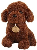 Knuffel hond - Pluche - Knuffelbeer - Donkerbruin - 20x20x16 cm