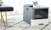 Meows Kattenbak - Grijs - Inclusief Schep - Uitschuifbaar - Kattentoilet - 2 Ingangen - met Handvatten - 37 x 47 x 37 cm