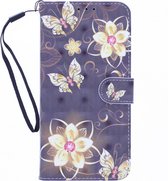 LuxeBass Boekhoesje met print geschikt voor Xiaomi Mi 11 - Butterflies And Flowers 3D - telefoonhoes - gsm hoes - telefoonhoesjes