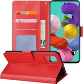 LuxeBass Telefoon Wallet Bookcase voor Samsung Galaxy A8 (2018) - Portemonnee telefoonhoesje voor Bankpassen - Kunstleer - Siliconen Houder - Magnetische sluiten- Rood - bookcase -