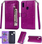 LuxeBass Hoesje geschikt voor Samsung Galaxy A10s Glitter Bookcase hoesje portemonnee met rits - - telefoonhoes - gsm hoes - telefoonhoesjes