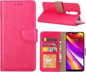 LuxeBass Hoesje geschikt voor Nokia 7.1 - Bookcase Roze - portemonnee hoesje - telefoonhoes - gsm hoes - telefoonhoesjes