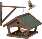 Mangeoire à oiseaux Relaxdays suspendue - mangeoire en bois pour le mur - oiseaux de jardin