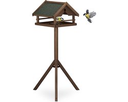 voedertafel op standaard - weerbestendig dak - hout - 120 x 62 x 55 cm - tuinvogels