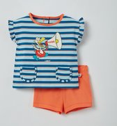 Little Woody Meisjes Pyjama Blauw-Rood Gestreept 9m