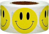 500 Smiley Stickers Rond 3,8 cm Geel op een Rol - Beloningsstickers Kinderen