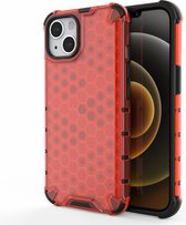 Lunso - Honinggraat Armor Backcover hoes - iPhone 13 - Rood