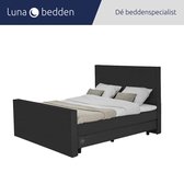 Luna Bedden - Boxspring Skye - 160x200 Compleet Zwart Glad Bed