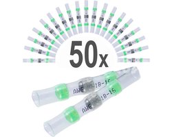 50 stuks Soldeerhulzen Waterdicht - AWG 18-16 Groen - Draad 1.0-1.5 mm - Krimpkous - Lage Temperatuur - Kabelbinders - Kabelschoen - Soldeer - Kleurcode - Soldeertin - Kabelhuls - Set - Draad Connector